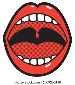 yelling open mouth teeth pop art vintage tongue