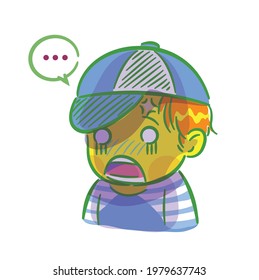El niño amarillo está gritando