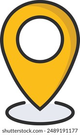 yelllow mark pin map location flat design vector illustration isolated