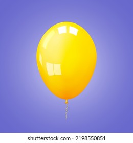 yello balloon isolated on purple background as celebrate and party concept. minimal style. vector illustration.