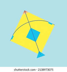 yello kite vector illustration isolated on sky blue color , vector kite , eps 10