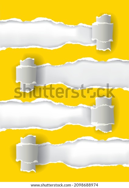 \
\
Yelloow\
ripped paper rolled up, banner\
template.