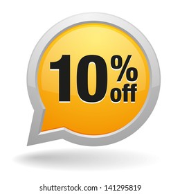 yellow 10 percent off speech bubble