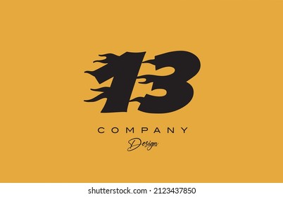 yellow 13 number logo icon design. Creative template for business 