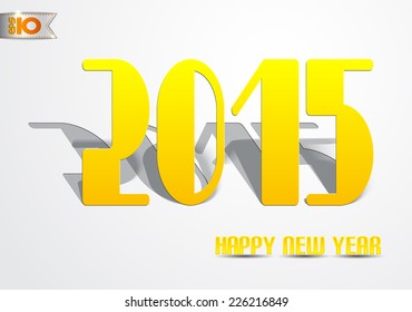Yellow 2015 figures from a paper with shadow on gray background
