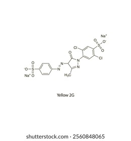 Yellow 2G flat skeletal molecular structure Colouring agent treatment. Vector illustration scientific diagram.