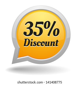 Yellow 35 percent discount speech bubble