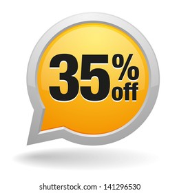 yellow 35 percent off speech bubble