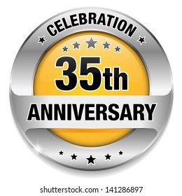 Yellow 35 years anniversary button