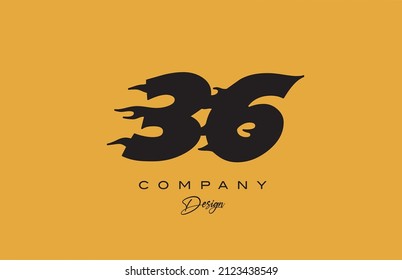 yellow 36 number logo icon design. Creative template for business 