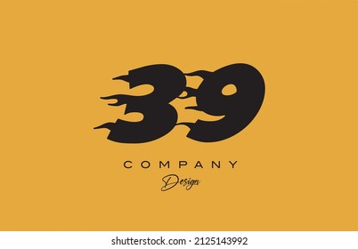 diseño de icono del logotipo de números amarillos 39. Plantilla creativa para el negocio 