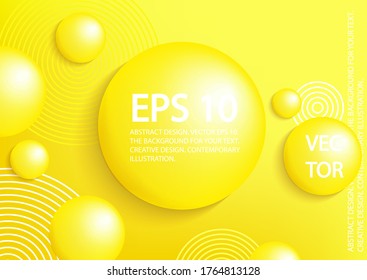Yellow 3D balloons on a light background. Vector with large, bulky bubbles.
