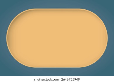 Yellow 3D capsule shape frame paper cut style on blue background graphic illustration have blank space. 