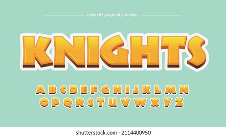 yellow 3d cartoon game logo font