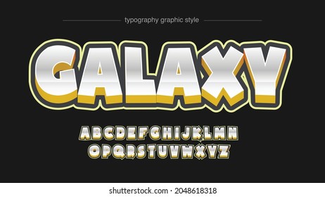 yellow 3d chrome artistic font typography