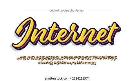 yellow 3d cursive lettering isolated letters