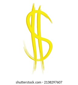 yellow 3d dollar icon brush drawing hand drawn dollar symbol logo doodle