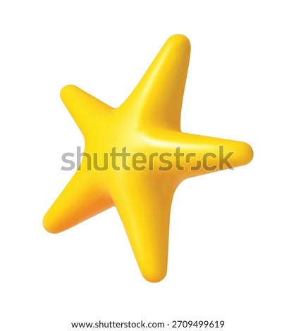 Yellow 3d five point star and spark realistic figure. Product review yellow star icon or 3d figure, client experience ranking glossy geometric sign isolated vector shape. isolated star form balloon
