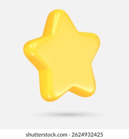 yellow 3d glossy star. Vector illustration