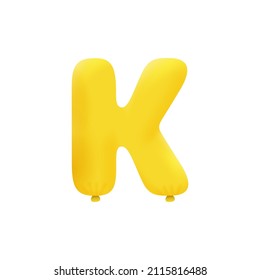Letras amarillas 3d K globo globo helio 3d realista Globos amarillos amarillos. Diseño de ilustración vectorial Decoración de fiestas, cumpleaños, aniversario, Navidad, Navidad, Año Nuevo, Venta de vacaciones, celebración, carnaval