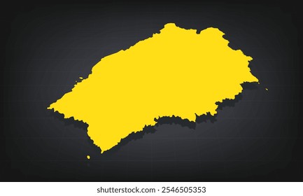 Yellow 3D Map of Saint Helena on a Dark Background, Displaying Geographical Shape and Borders for Educational and Informational Use