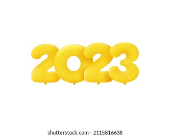 Yellow 3D number 2023 balloon realistic 3d helium Yellow balloons. Vector illustration design Party decoration,Birthday,Anniversary,Christmas,Xmas,New year,Holiday Sale,celebration,carnival