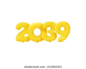 Yellow 3D number 2039 balloon realistic 3d helium Yellow balloons. Vector illustration design Party decoration,Birthday,Anniversary,Christmas,Xmas,New year,Holiday Sale,celebration,carnival