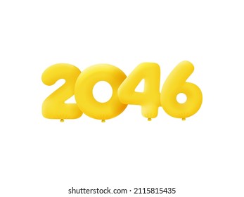 Yellow 3D number 2046 balloon realistic 3d helium Yellow balloons. Vector illustration design Party decoration,Birthday,Anniversary,Christmas,Xmas,New year,Holiday Sale,celebration,carnival