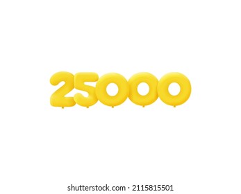 Yellow 3D number 25000 balloon realistic 3d helium Yellow balloons. Vector illustration design Party decoration,Birthday,Anniversary,Christmas,Xmas,New year,Holiday Sale,celebration,carnival