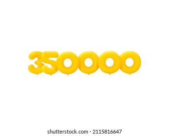 Yellow 3D number 350000 balloon realistic 3d helium Yellow balloons. Vector illustration design Party decoration,Birthday,Anniversary,Christmas,Xmas,New year,Holiday Sale,celebration,carnival