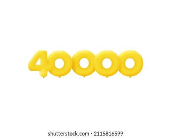 Yellow 3D number 40000 balloon realistic 3d helium Yellow balloons. Vector illustration design Party decoration,Birthday,Anniversary,Christmas,Xmas,New year,Holiday Sale,celebration,carnival