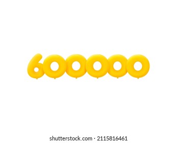 Yellow 3D number 600000 balloon realistic 3d helium Yellow balloons. Vector illustration design Party decoration,Birthday,Anniversary,Christmas,Xmas,New year,Holiday Sale,celebration,carnival