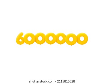Yellow 3D number 6000000 balloon realistic 3d helium Yellow balloons. Vector illustration design Party decoration,Birthday,Anniversary,Christmas,Xmas,New year,Holiday Sale,celebration,carnival