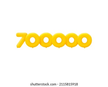 Yellow 3D number 700000 balloon realistic 3d helium Yellow balloons. Vector illustration design Party decoration,Birthday,Anniversary,Christmas,Xmas,New year,Holiday Sale,celebration,carnival