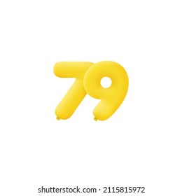 Yellow 3D number 79 balloon realistic 3d helium Yellow balloons. Vector illustration design Party decoration, Birthday,Anniversary,Christmas, Xmas,New year,Holiday Sale,celebration,carnival