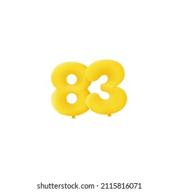 Yellow 3D number 83 balloon realistic 3d helium Yellow balloons. Vector illustration design Party decoration, Birthday,Anniversary,Christmas, Xmas,New year,Holiday Sale,celebration,carnival