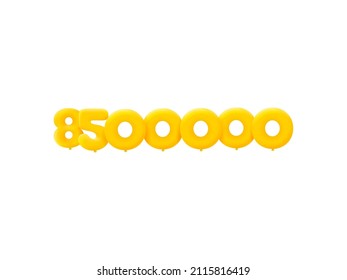 Yellow 3D number 8500000 balloon realistic 3d helium Yellow balloons. Vector illustration design Party decoration,Birthday,Anniversary,Christmas,Xmas,New year,Holiday Sale,celebration,carnival