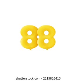 Yellow 3D number 88 balloon realistic 3d helium Yellow balloons. Vector illustration design Party decoration, Birthday,Anniversary,Christmas, Xmas,New year,Holiday Sale,celebration,carnival
