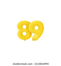 Yellow 3D number 89 balloon realistic 3d helium Yellow balloons. Vector illustration design Party decoration, Birthday,Anniversary,Christmas, Xmas,New year,Holiday Sale,celebration,carnival