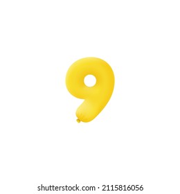 Yellow 3D number 9 balloon realistic 3d helium Yellow balloons. Vector illustration design Party decoration, Birthday,Anniversary,Christmas, Xmas,New year,Holiday Sale,celebration,carnival
