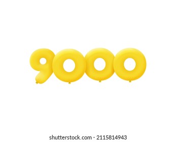 Yellow 3D number 9000 balloon realistic 3d helium Yellow balloons. Vector illustration design Party decoration,Birthday,Anniversary,Christmas,Xmas,New year,Holiday Sale,celebration,carnival