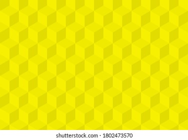 Gelbe 3D-Quadrate, Hintergrund. Nahtlose Vektorgrafik. Geometrisches Design für Web, Umhüllung, Stoff, Plakat. Folgen Sie anderen Mosaikmustern in meiner Sammlung.