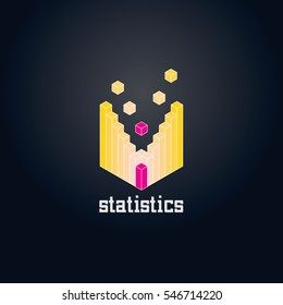 Yellow 3d statistics graphs vector design