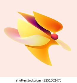 Yellow 3D twisted wavy shapes. Abstract geometric elements for poster, flyer, banner and cover designs.