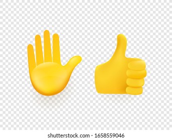 Yellow 3d vector hands isolated on transparent background