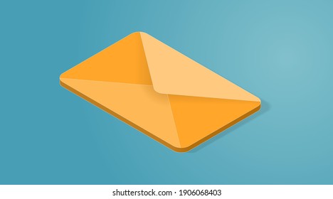 Yellow 3d vector mail icon. Isometric email sending illustration. Mailing letters concept.