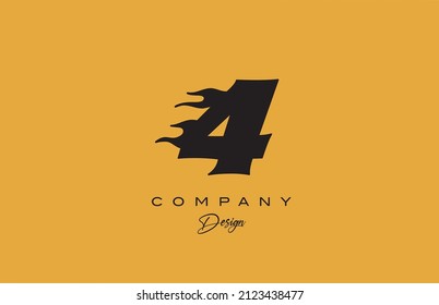 yellow 4 number logo icon design. Creative template for business 