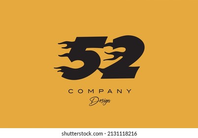 yellow 52 number logo icon design. Creative template for business 