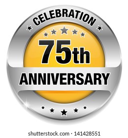 Yellow 75 year anniversary button