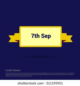 yellow 7th Sep Labor Day Ribbon banner. Vector illustration
